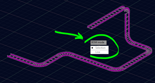 Cable Tray Bill of Materials Mode Selection